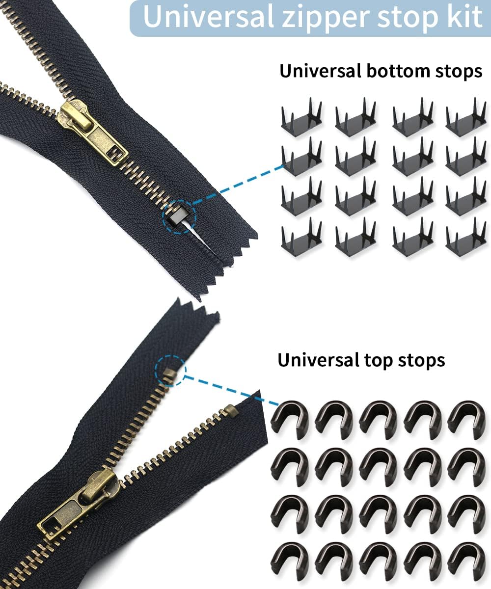Zipper Repair Kit - Universal #5 Slider Replacement Kit | 52 Pcs for Jackets, Coats & More