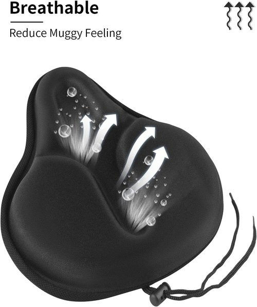 MSDADA Gel Bike Seat Cover - Extra Soft Cushion for Men & Women | Wide Comfort Fit (11.41" x 10.24")