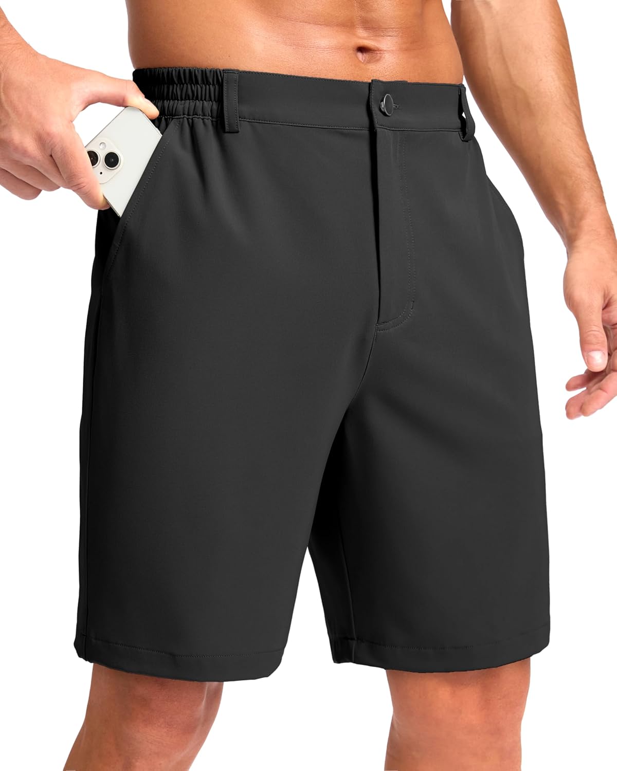 Pudolla Men's Casual Golf Shorts - Lightweight, Quick-Dry Fabric with 3 Pockets | Available in 5"/7"/9" Sizes