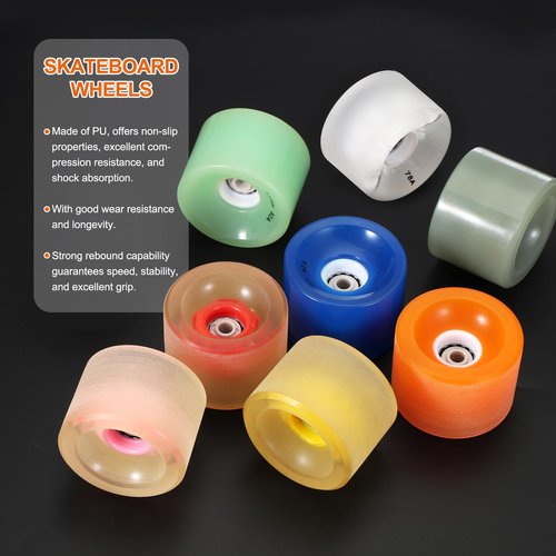PATIKIL 70mm Skateboard Wheels, 1 Set 78A Hardness Street Wheels PU Flash Cruiser Wheels High Elasticity with 608RS Bearings for Skateboards Replacement, Light Grey