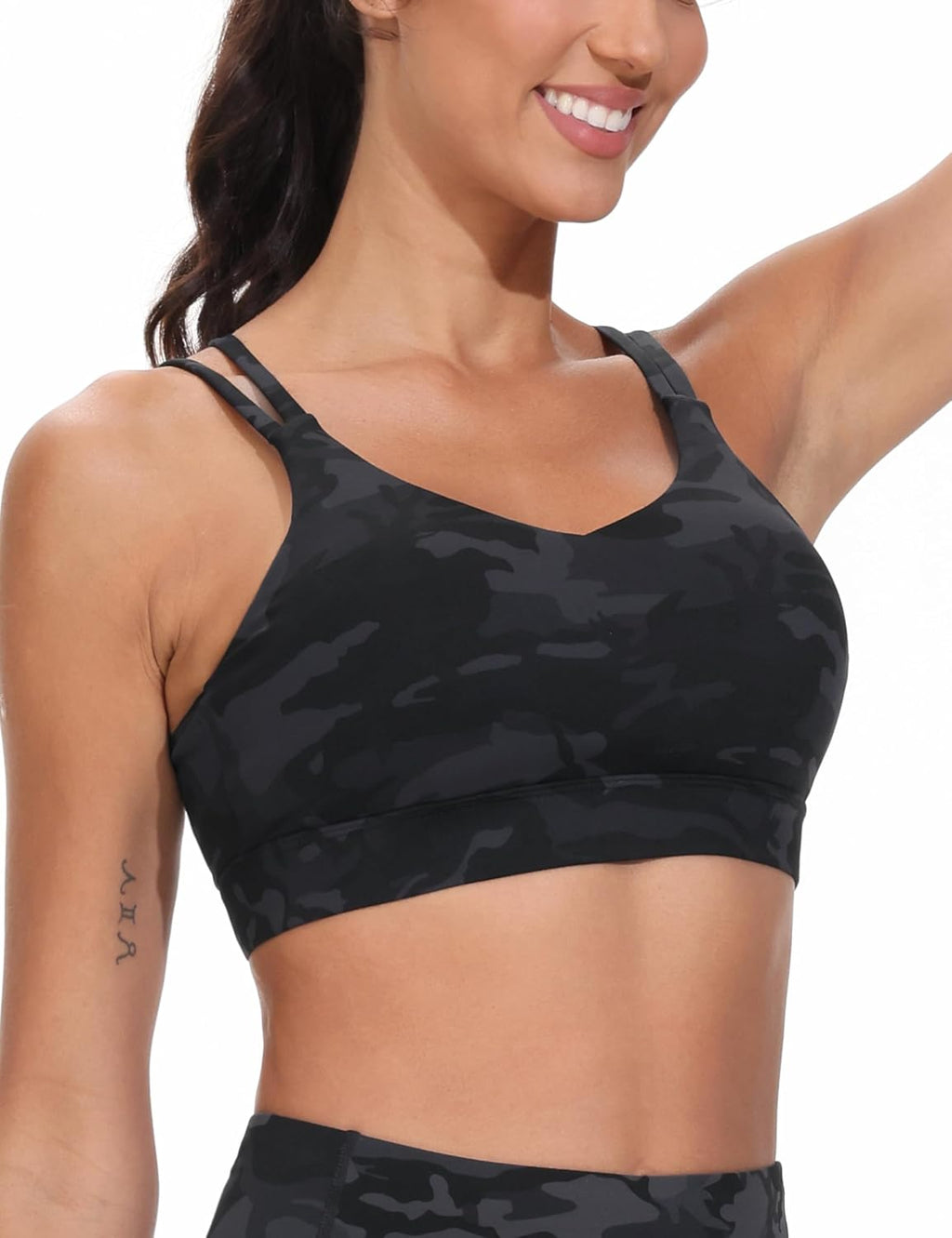 The Gym People Women's Sports Bra - Supportive Double Spaghetti Strap with Padded Design