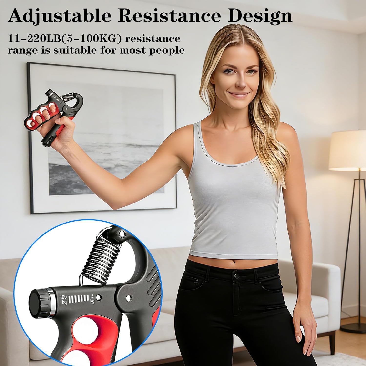Regine Switzerland Hand Gripper - Adjustable 11-220LB Resistance Grip Trainer for Muscle Building