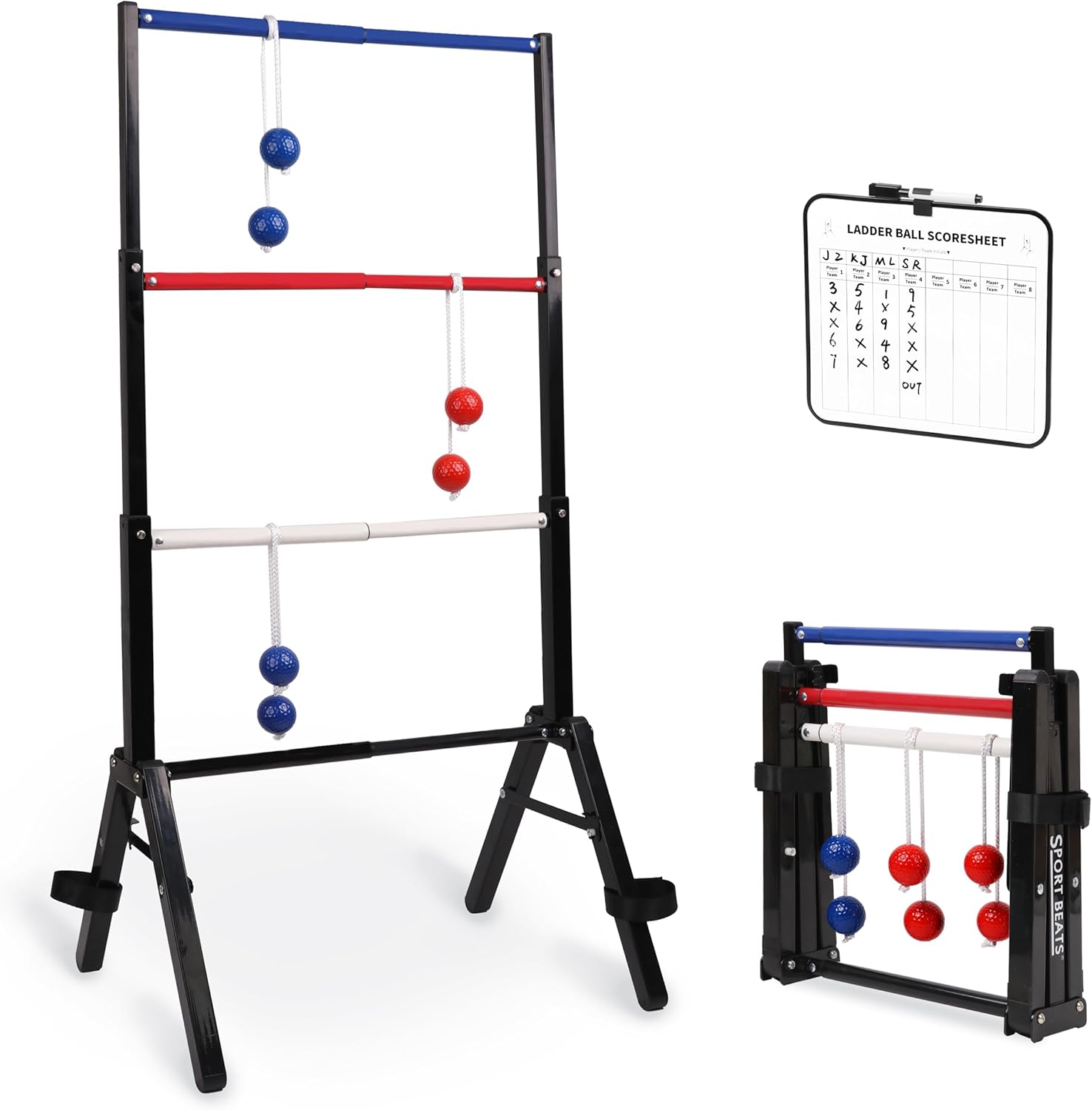 Skiennix Metal Ladder Ball Set - Portable Ladder Toss for Outdoor Games | Includes Carrying Case, 6 Bolas & Scoreboard