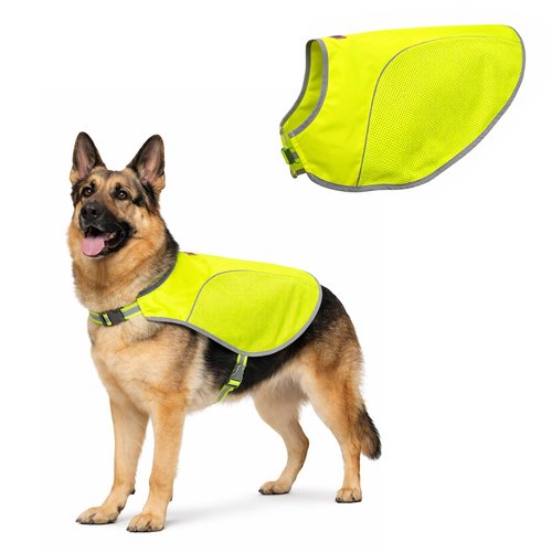 KONG Sport Hiker High Visibility Dog Safety Vest, Reflective Jacket Apparel for Low Light Conditions Outdoors, Walking, and Running, Small Medium and Large Dogs (X-Small), Neon Green