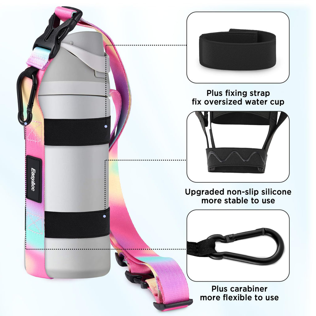 EasyAcc Water Bottle Holder Strap Sling, for Owala FreeSip 24 32 40 oz, Hydro Flask, Cirkul, Yeti, Stanley Flip, Universal Water Bottles, with Carabiner, for Walking Curise Travel (Bottle Excluded)