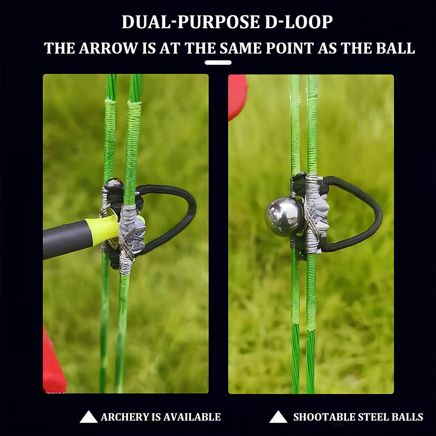 Skiennix Steel Ball Archery D Loop - Dual Purpose Compound Bow Accessory for Precision Shooting