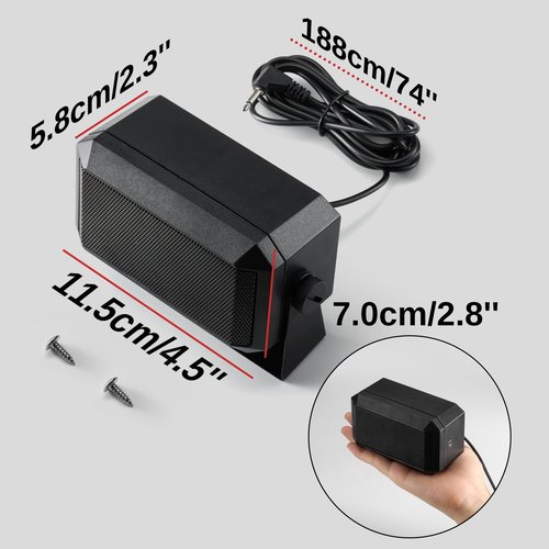 Radioddity RS58 External Mini Speaker for Car Mobile CB 10Meter Radio, 5Watts, Louder & Clearer, Extended Speaker Cable 74", Compatible w QT40 QT60Pro QT80 CB-900 PRO CB-500 DB50 CB-606
