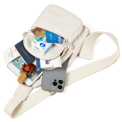Banelu Sling Bag Small Crossbody Bags for Women, Cross Body Bag Sling Backpack for Outdoors Sports Hiking - Beige