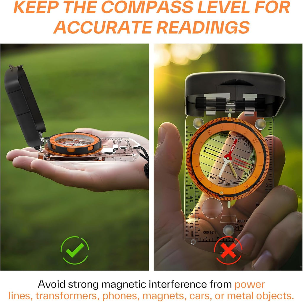 Sportneer Compass - Hiking Survival & Camping Accessory with Mirror | Perfect for Kids & Orienteering