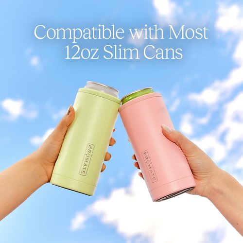 BrüMate Hopsulator Slim Can Cooler - Insulated Stainless Steel Holder for 12oz Slim Cans | Aqua