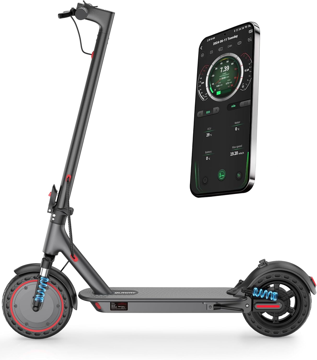Qlaway Electric Scooter - 350W/500W Motor, 16-22 Miles Range, 8.5"/10" Tires, Dual Braking & Suspension