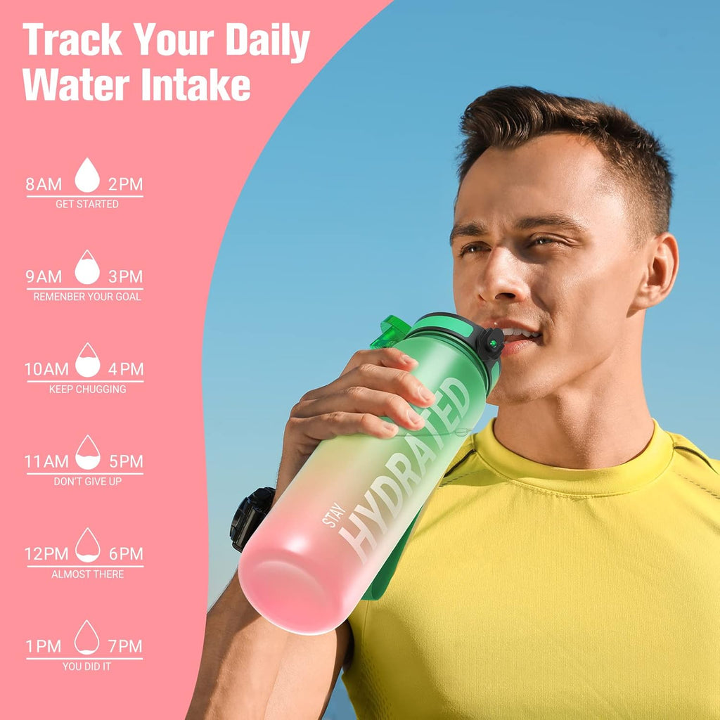 Sahara Sailor Water Bottle - Durable & Leakproof Tritan Design | Motivational Time Marker, BPA Free, 32oz