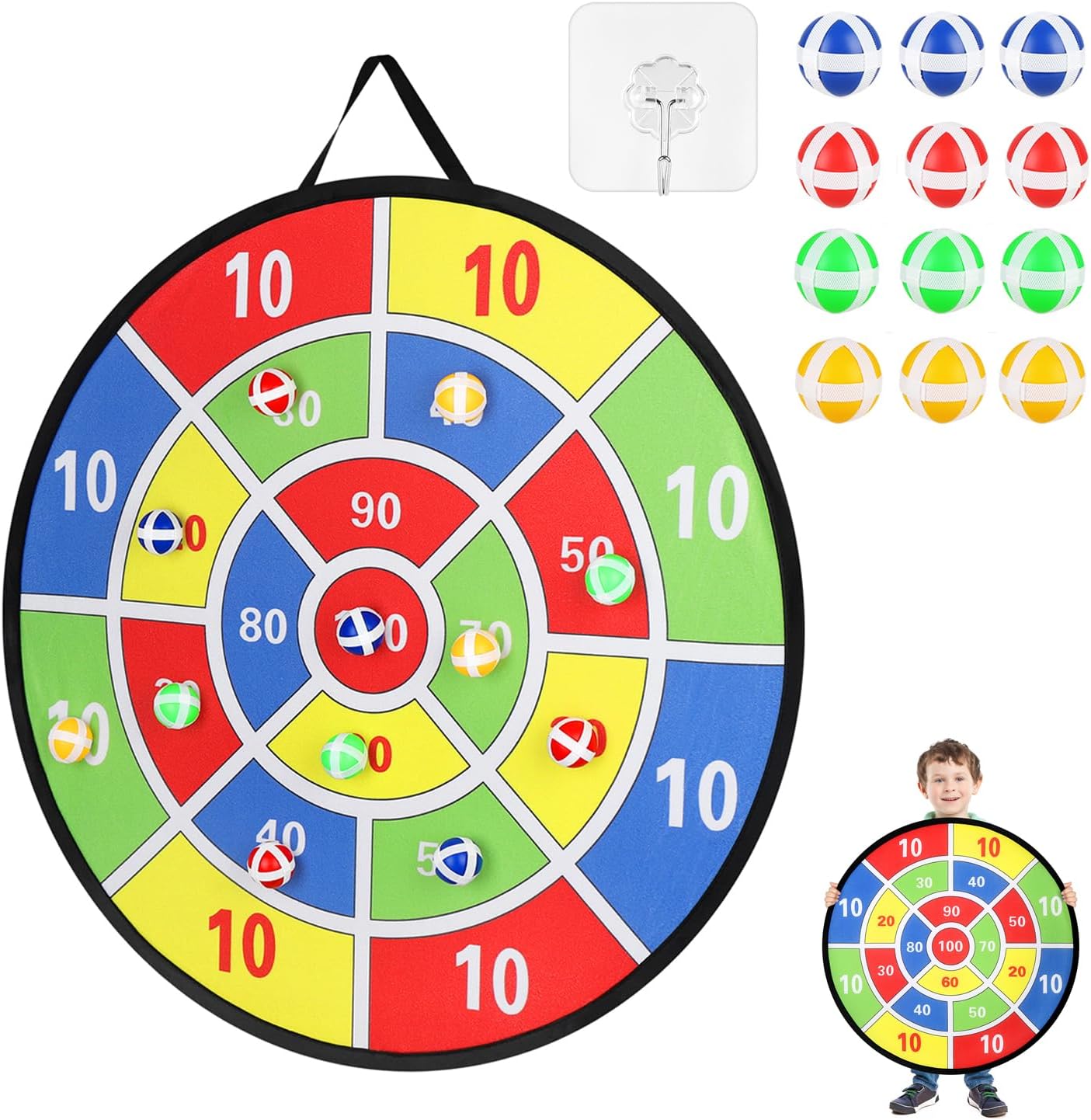 Accmor 29" Large Dart Board - Fun Outdoor Game for Kids with Sticky Balls | Perfect Birthday Gift for Ages 3-12
