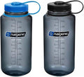 Nalgene Sustain Tritan 32 oz Wide Mouth Water Bottle - BPA-Free, Blue/Gray - 2 Pack
