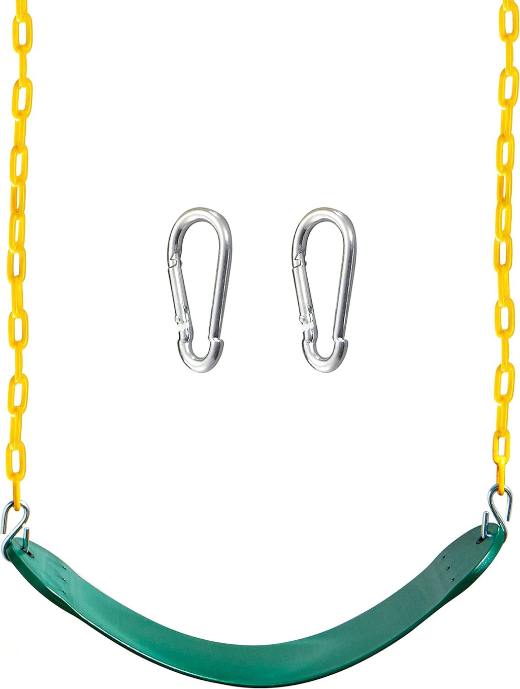 TURFEE Heavy Duty Swing Seat - Green Replacement with 66” Chain & Snap Hooks for Kids Outdoor Play
