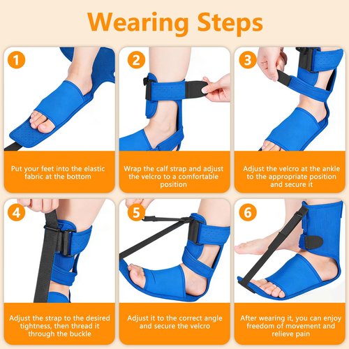 Plantar Fasciitis Night Splint, Night Splint for Plantar Fasciitis Women & Men, Adjustable Straps Stretch the Plantar Fascia, Helps Relieve Heel & Morning First Step Pain, Soft & Breathable, Blue