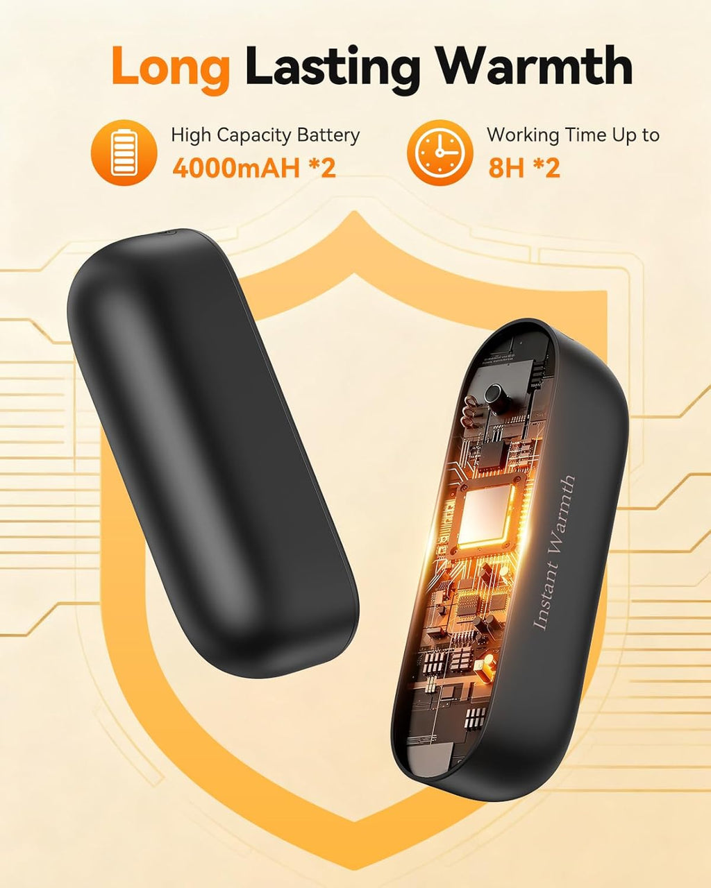 Rechargeable 2-in-1 Hand Warmers by [Brand Name] - 8000mAh USB-C, 3 Heat Levels Up to 140°F | Portable Quick Heating Gift