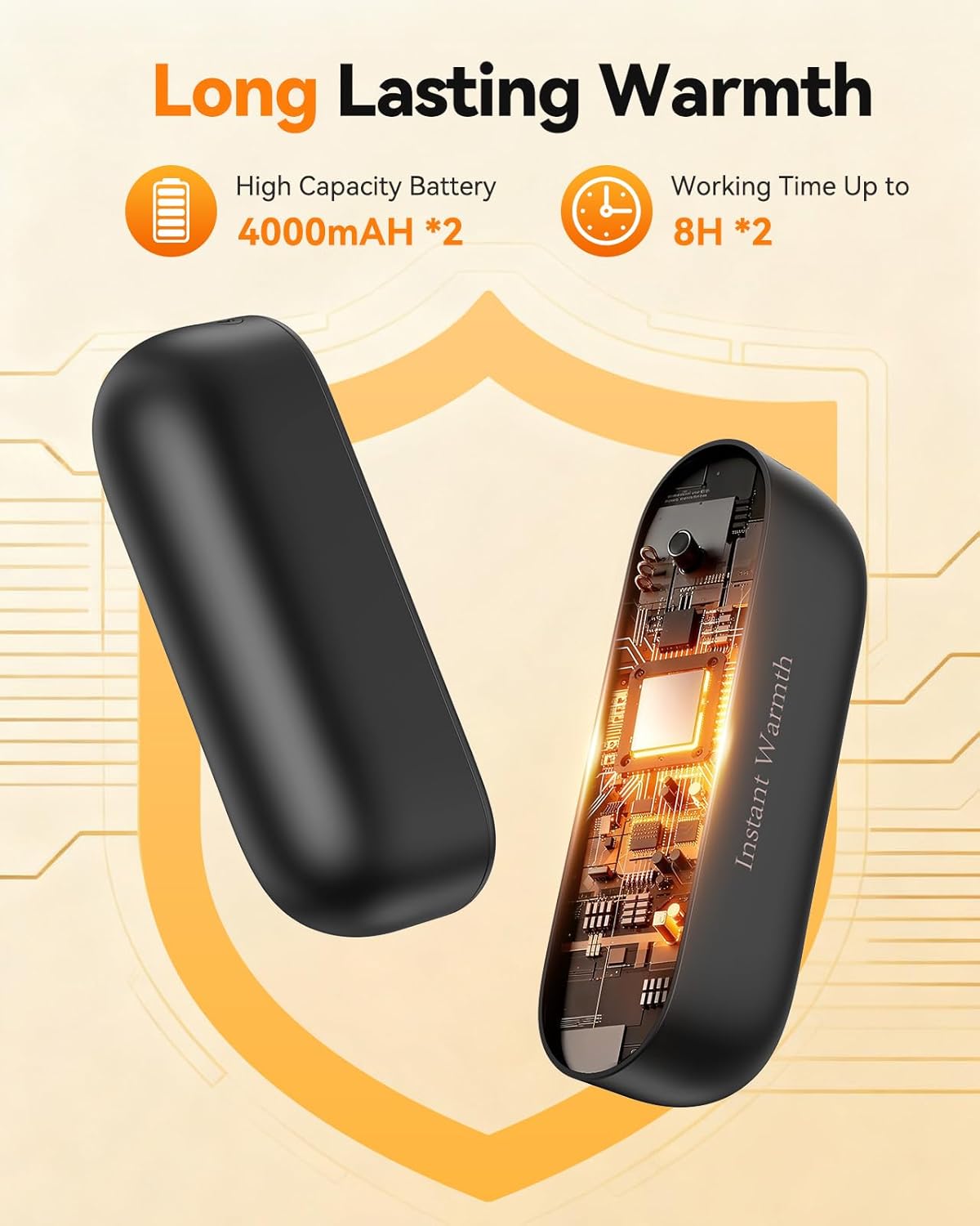 Rechargeable 2-in-1 Hand Warmers by [Brand Name] - 8000mAh USB-C, 3 Heat Levels Up to 140°F | Portable Quick Heating Gift