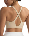 RUNNING GIRL Sports Bra for Women High Support, Molded Cup High Impact Sports Bras with Sewn in Pads Strappy Running Bra(2970 Nude L)