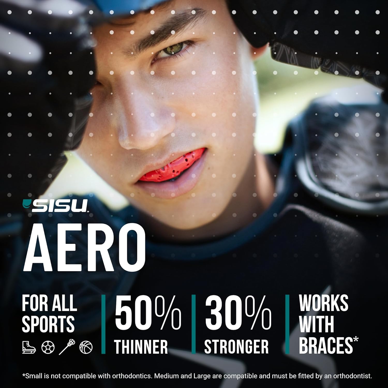 SISU Aero Medium Mouthguard - Mighty Maroon | 30% Stronger Protection for Team Sports, Remoldable Up to 20 Times, Ultra Slim, Works for Braces