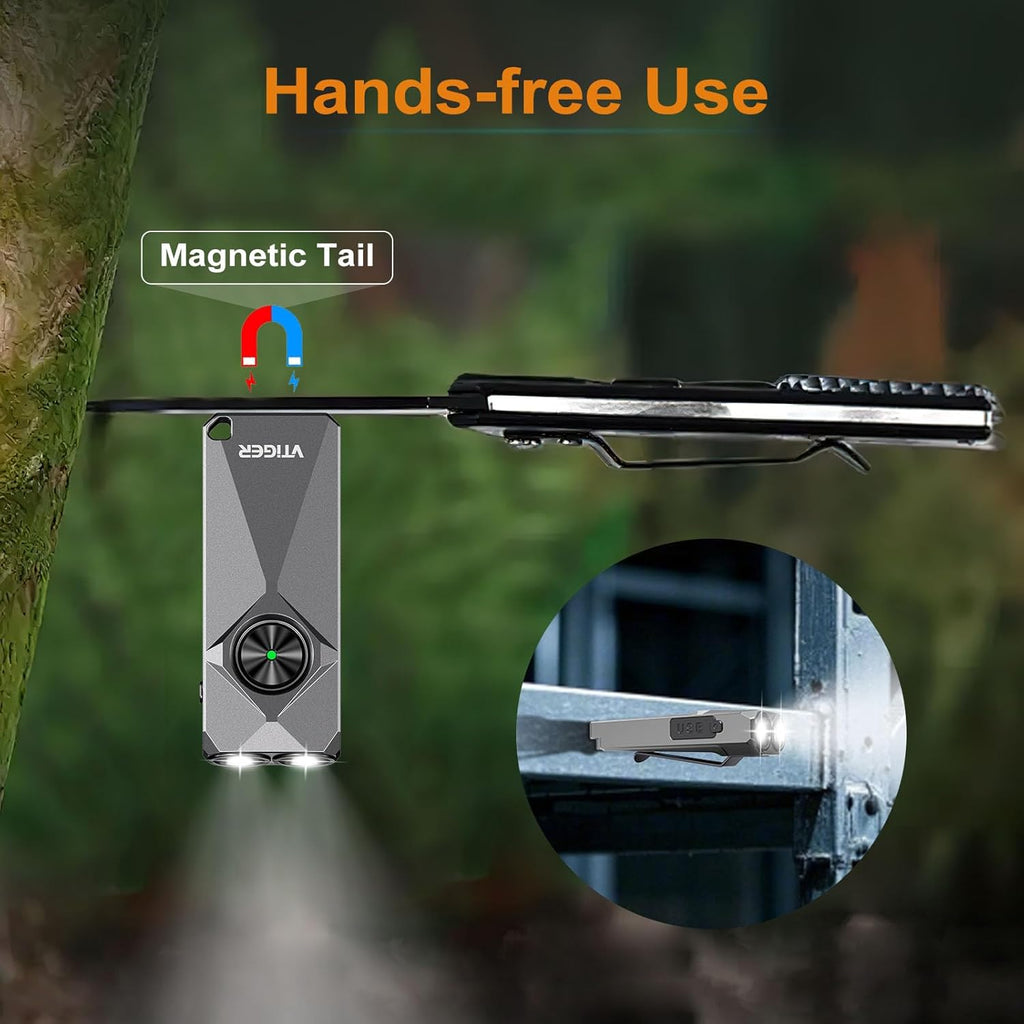 VTIGER K1 Keychain Flashlight - 800 Lumens Compact EDC Light with Magnetic Clip | Rechargeable & Portable