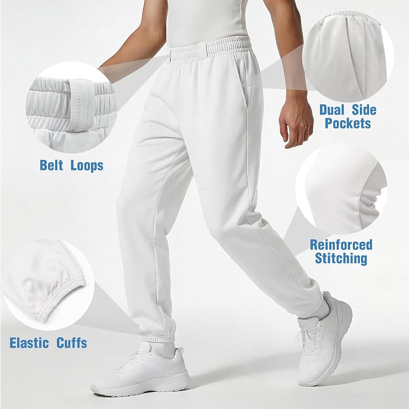 White 8-9 Years Youth Baseball Pants Softball Tee Ball Pant for Boys & Girls