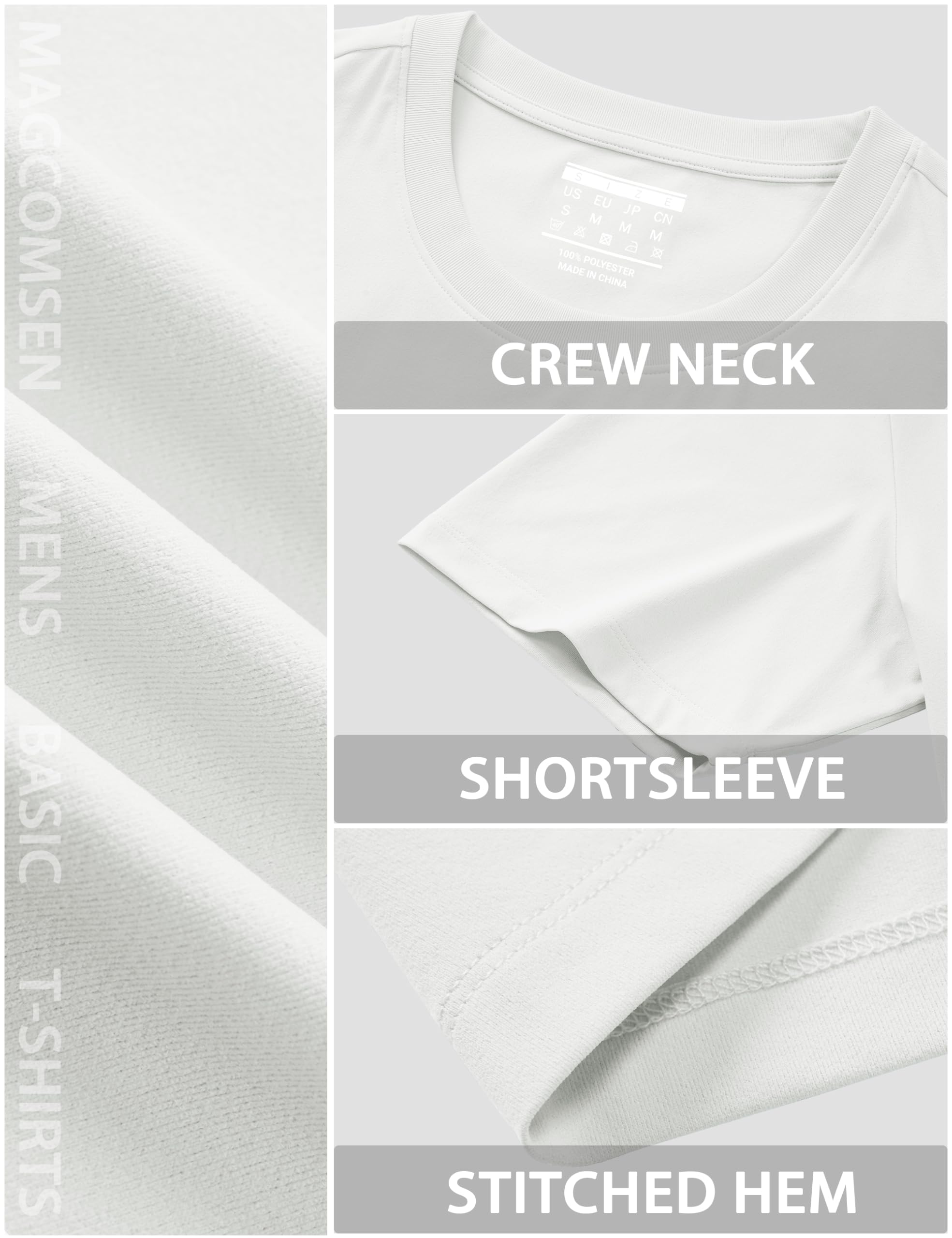 MAGCOMSEN Mens T-Shirts Short Sleeve UPF 80+ Sun Protection Lightweight Moisture Wicking Casual Crew Neck Basic Tees