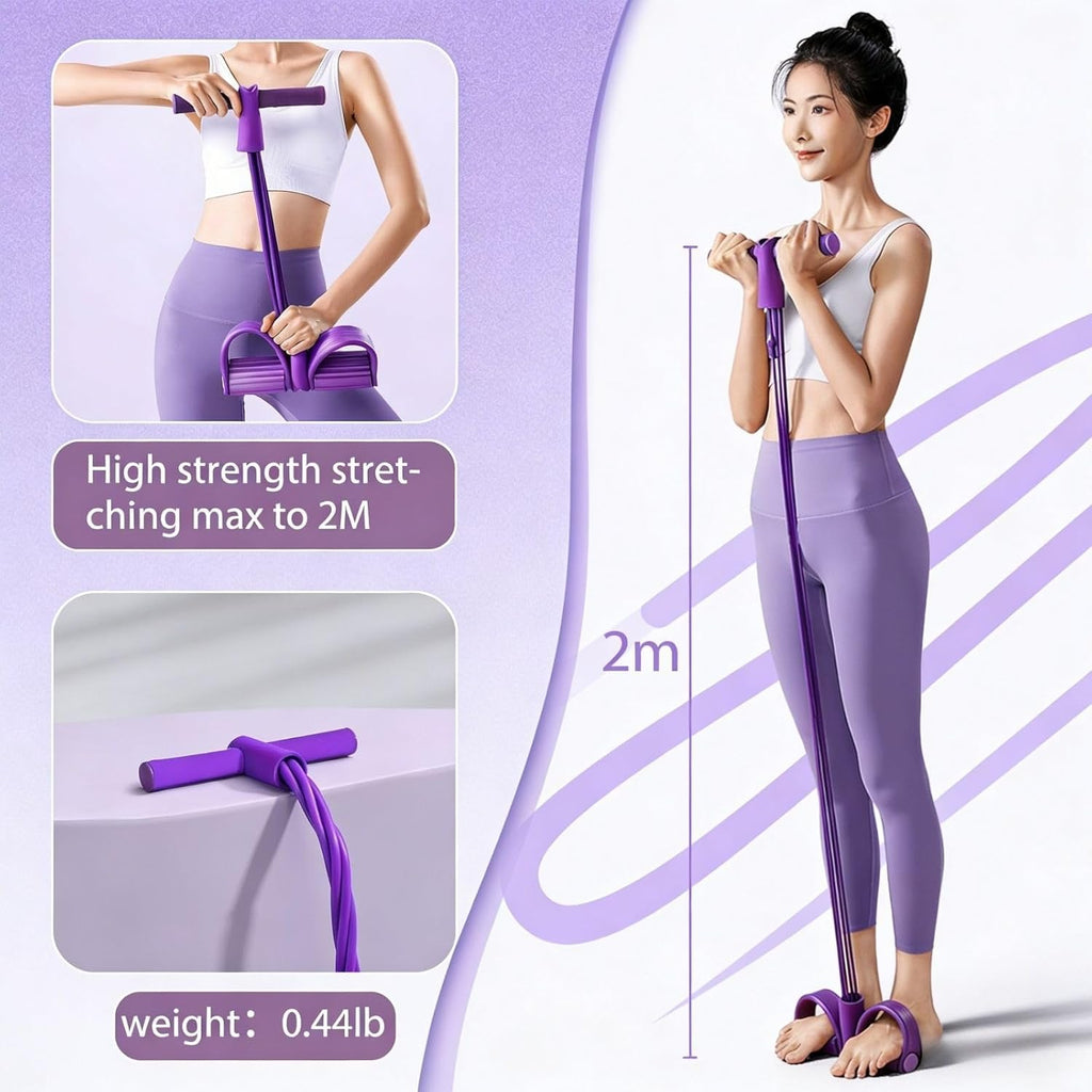 Pedal Resistance Bands - Multifunction Fitness Training with 6-Tube Manual Tension | Natural Rubber for Strength & Slimming