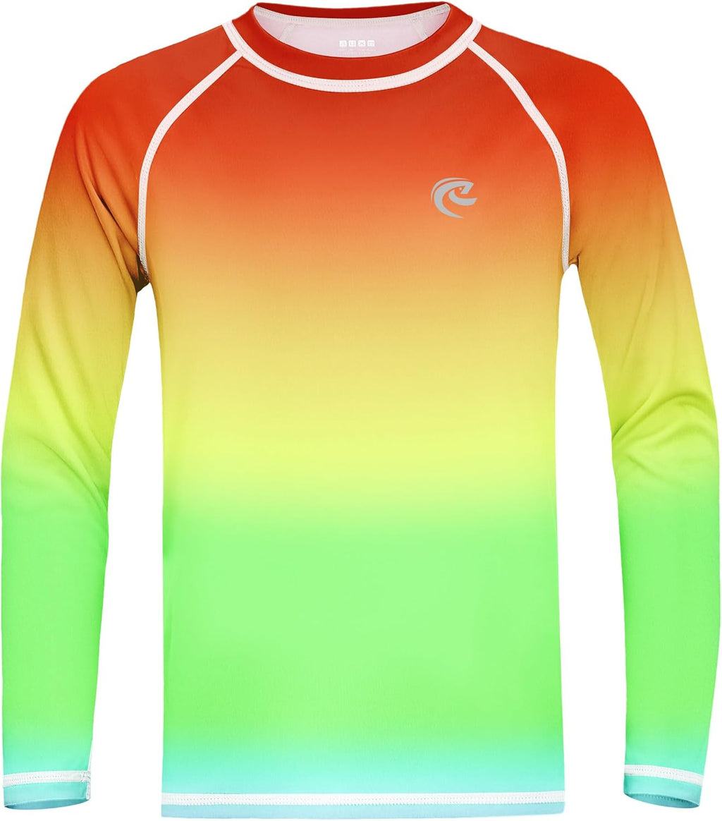 Skiennix Boys UPF 50+ Long Sleeve Swim Shirt - UV Sun Protection Rash Guard | Youth SPF Water Shirt