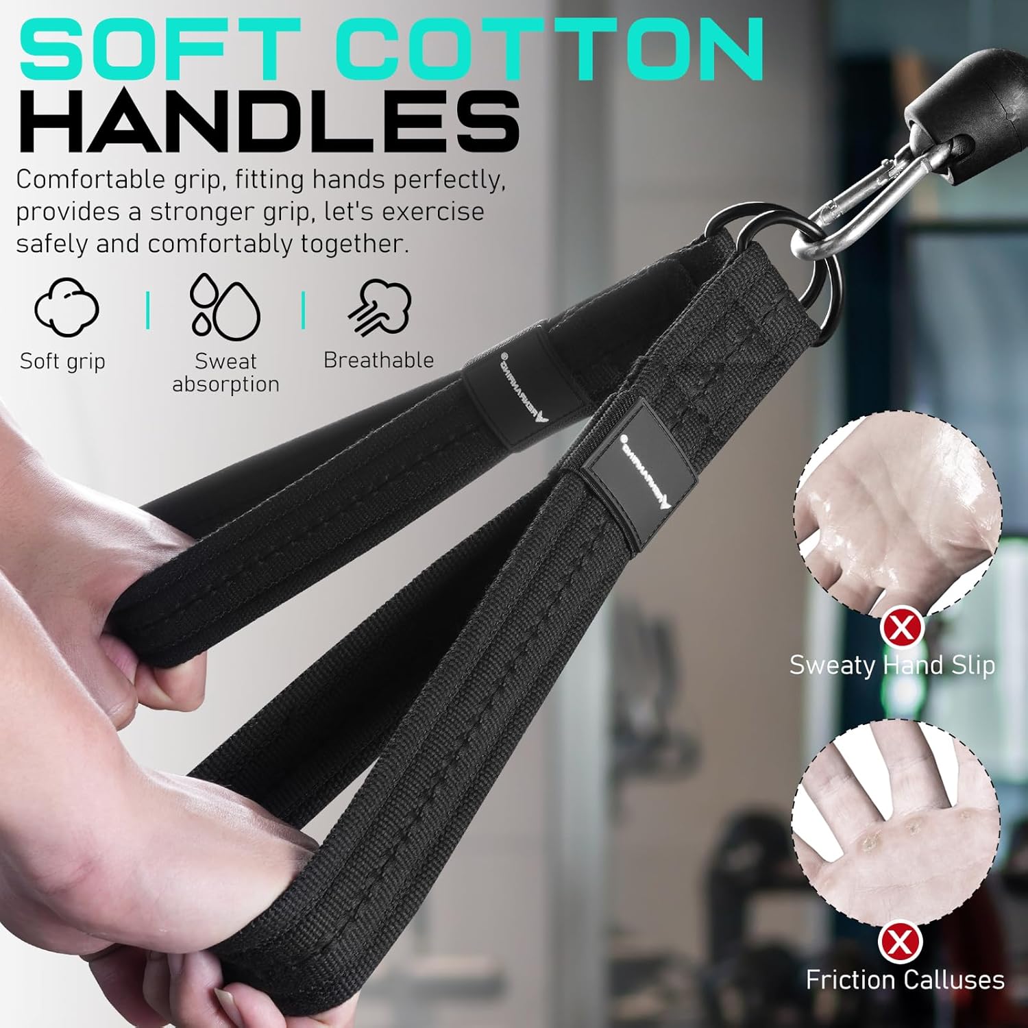 RENRANRING Tricep Rope Cable Attachment - 13-Inch Exercise Handles for Strength Training & Recovery