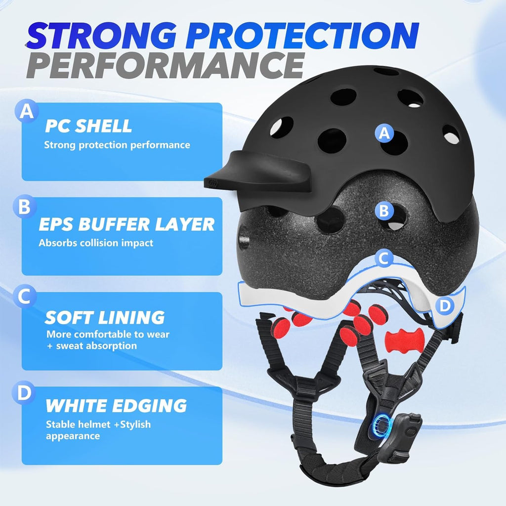 Wemfg Kids Bike Helmet - Adjustable Lightweight Design with Magnetic Buckle | Multi-Sport Use for Ages 5-14