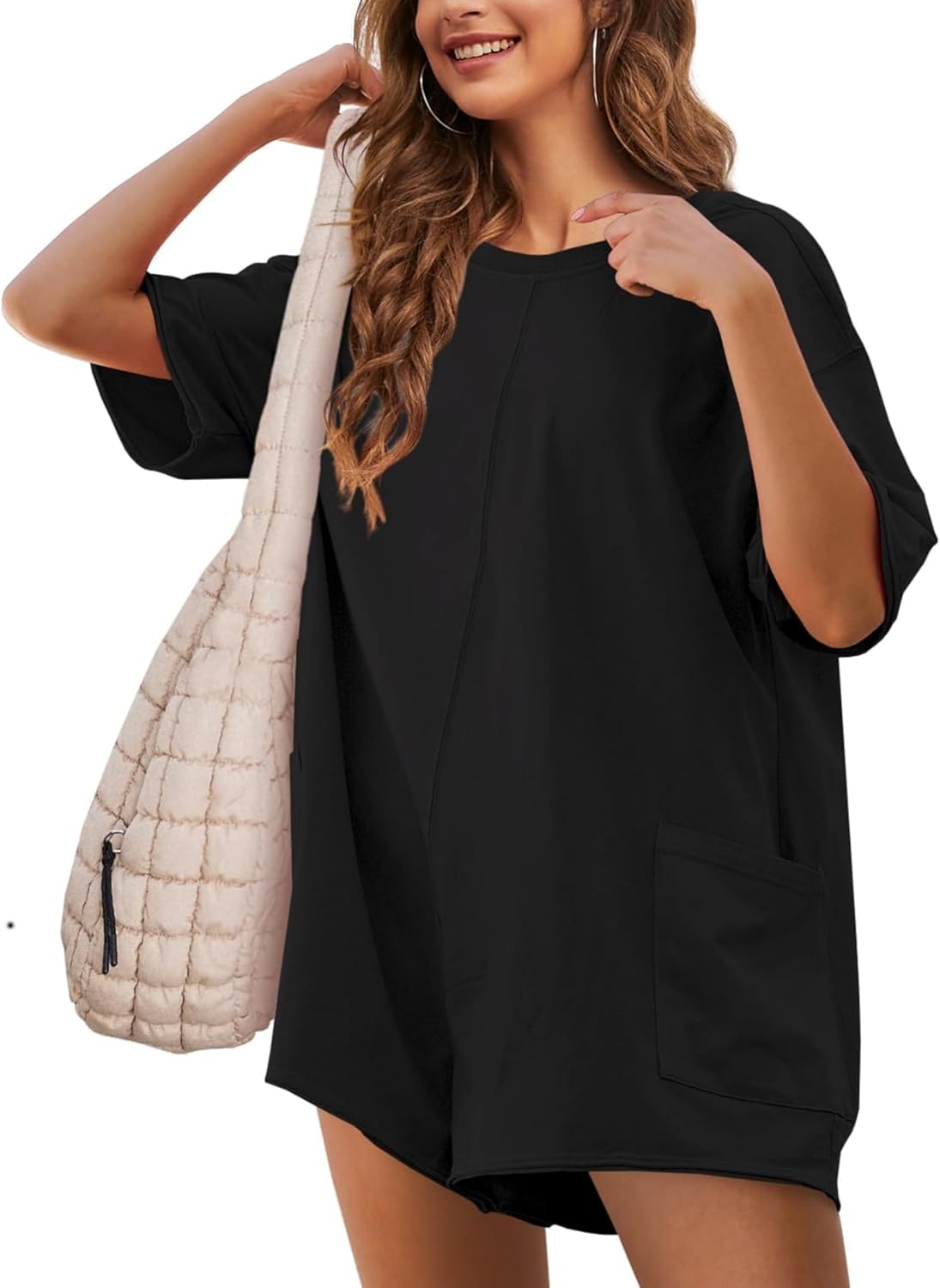 Skiennix Women's Athletic Romper - Casual Oversized Jumpsuit for Workout & Everyday Wear