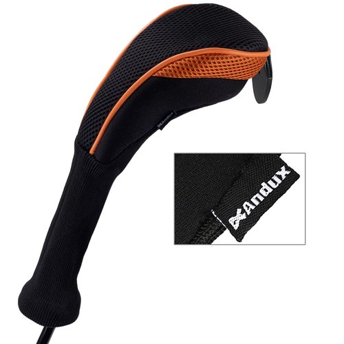 Andux 3 Pack Long Neck Golf Hybrid Club Head Covers Dial No. Tag CTMT-01 Black/Orange