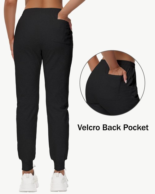 MIVEI 34" Inseam Women's Tall Sweatpants Cotton Joggers with Zipper Pockets Lounge Sweat Running Yoga Gym Extra Tall Pants Black