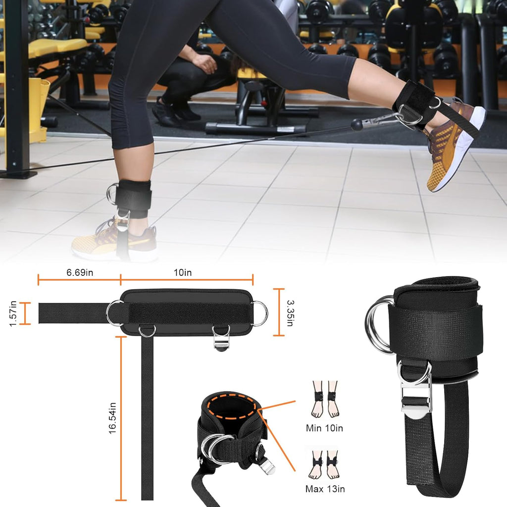 Skiennix Ankle Straps for Cable Machine - Comfortable Padded Neoprene, Adjustable Cuffs for Glute Kickbacks & Leg Extensions