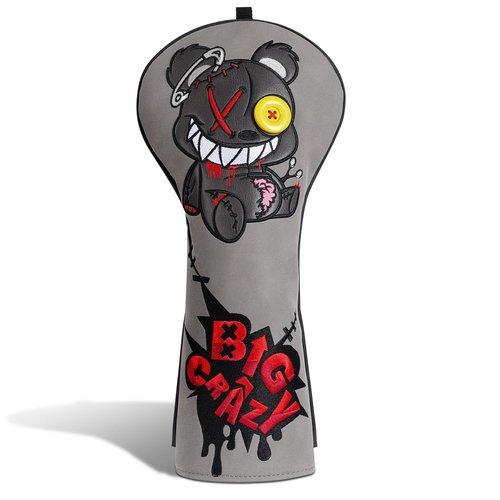 Big Crazy Golf Club Head Cover, Golf Head Covers, Funny Driver Headcover, Unqiue Hybrid Headcover, Fairway Wood Head Covers, Golf Blade Mallet Putter Cover, Gift Broken Bear