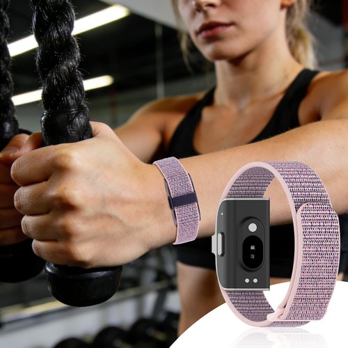 Vigamen Nylon Loop Sport Replacement Strap Compatible with Hume Band,Adjustable Soft Bands for Women Men,Breathable Wristband for Fitness Tracker,Pink Sand