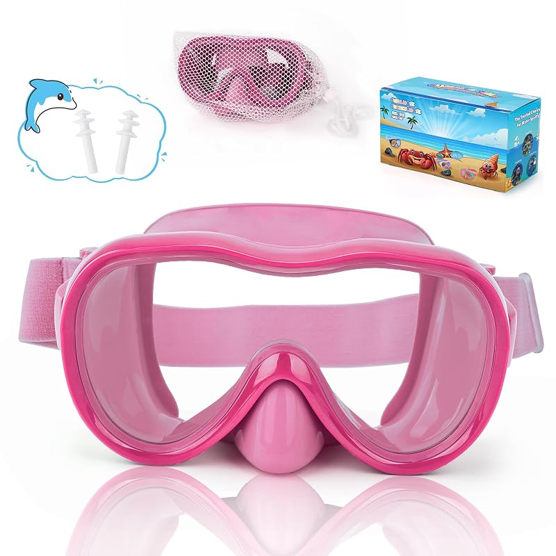 Kids Swim Goggles with Nose Cover, Anti-Fog Lenses, Adjustable Strap - All Pink (Variation of THIS listing)