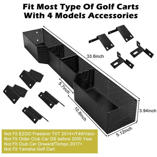 MOSNAI Golf Cart Front Inner Basket Dash Storage/Tray Organizer for EZGO TXT & RXV, Club Car DS & Precedent Golf Cart Inner Storage Utility and Durable Basket