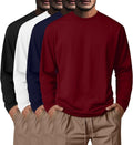 Neer Men's Big & Tall Cotton Long Sleeve Crewneck Shirts - 4 Pack Casual Tees in Plus Sizes