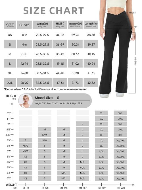 COPYLEAF Flare Leggings with Pockets for Women Seamless Crossover Yoga Pants with Tummy Control Bootcut Work Pants Trendy Black