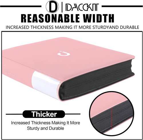 D DACCKIT Top Loader Binder - 12 Pocket Fits 480 Cards | Light Pink for Trading & Sports Cards