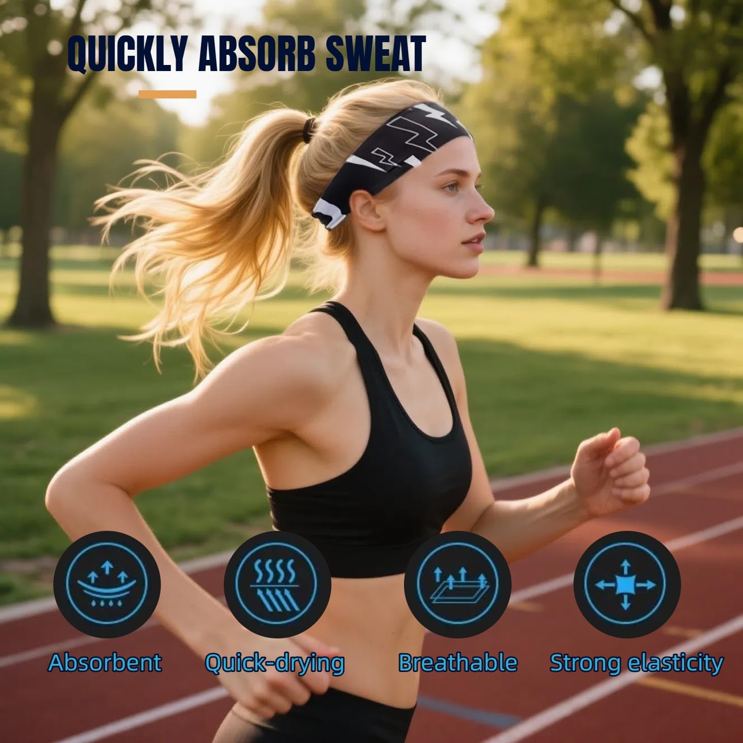 Skiennix Moisture-Wicking Sweatband - Quick-Dry Headband for Running, Cycling, Yoga & Fitness