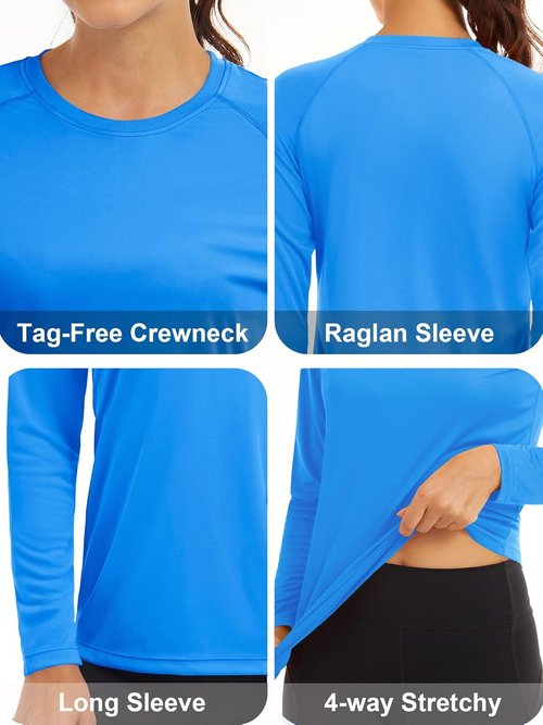 MAGCOMSEN Women's Long Sleeve Sun Protection Shirt - UPF 50+ Rash Guard for Hiking & Fishing