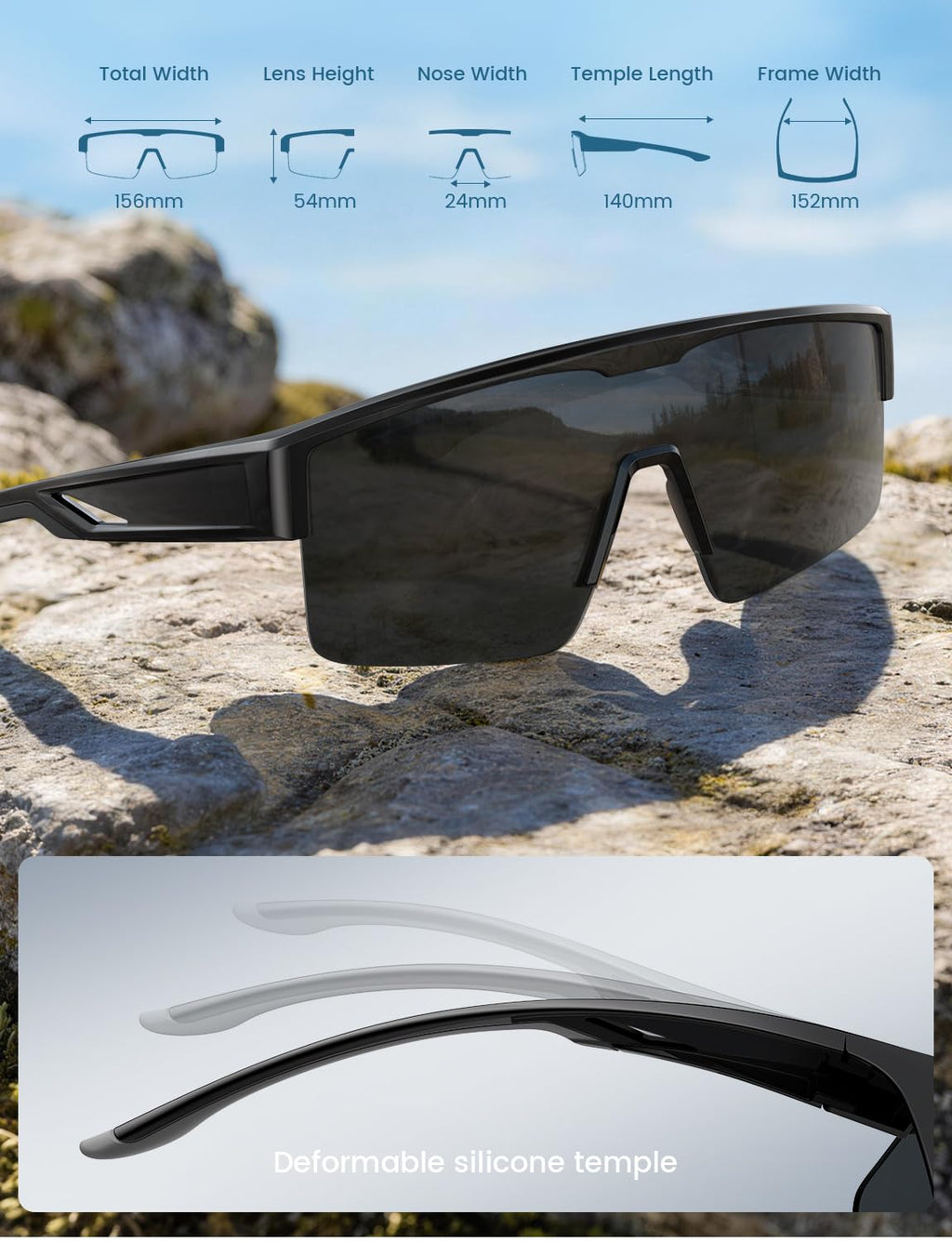 Lamicall Polarized Fit Over Glasses Sunglasses - UV400 Protection for Men Women, Oversized Sun Glasses for Driving Cycling Golf Fishing
