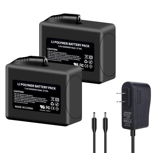 DFTIM 2Pack 5000mAh LI Polymer Battery Pack for Heated Gloves, Socks, Hats, Mittens, Vest, Jacket, Hand Muff, Boots, Hat, Knee Braces Suit Upgraded Version Battery with 8.4V DC Dual Battery Charger