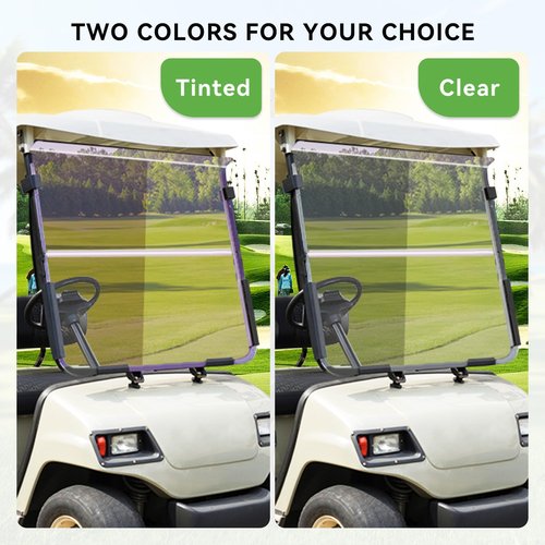 VPAHub Flip Flop Compact Golf Cart Windshield for YAMAHA G22, Tinted Color, 3/16" Thickness, Fits YAMAHA G22 (2003-2007)