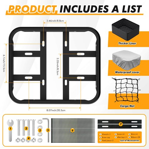 Bike Basket Rear with Cargo Net and Liner Large Bicycle Basket Electric Bicycle Basket Rear Ebike Large Rear Bike Basket Rack with Waterproof Cover Cargo Net