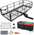 Hitch Cargo Carrier - 60" x 24" x 14.4" Folding Rear Luggage Rack | 510 lbs Capacity with Waterproof Bag & Straps