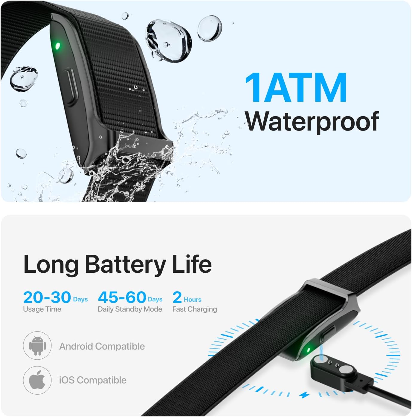 Smart Health Wristband - Wearable Fitness Tracker with 120+ Sports Modes & Heart Rate Monitoring | 2 Pack Bands